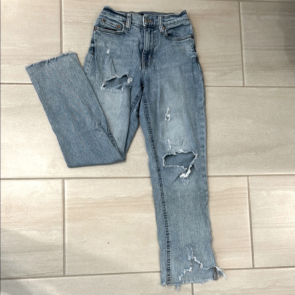 Distressed Blue Jeans